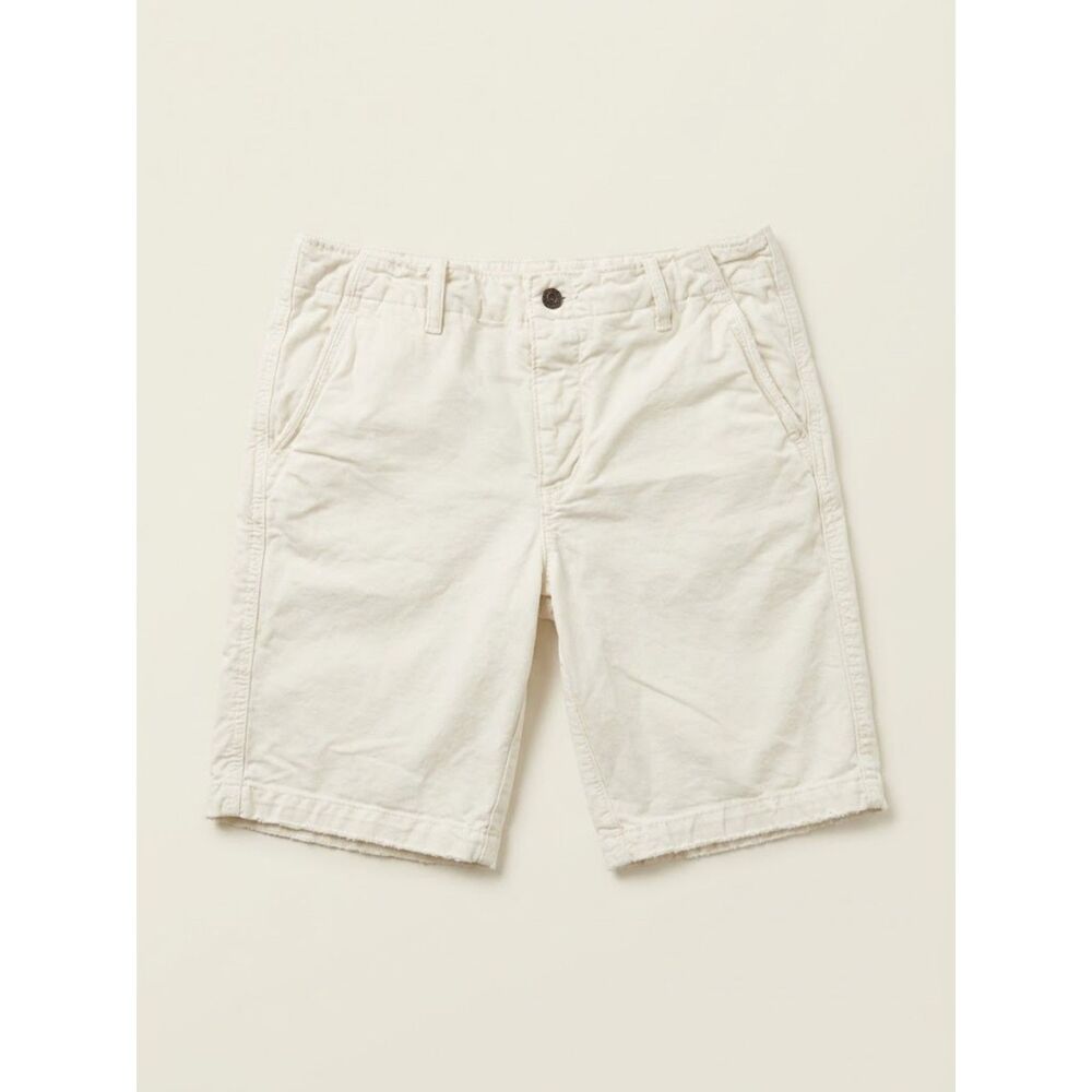 Abercrombie & Fitch Chino Shorts Mens 34 White Flat Front 9 Inch Inseam Cotton